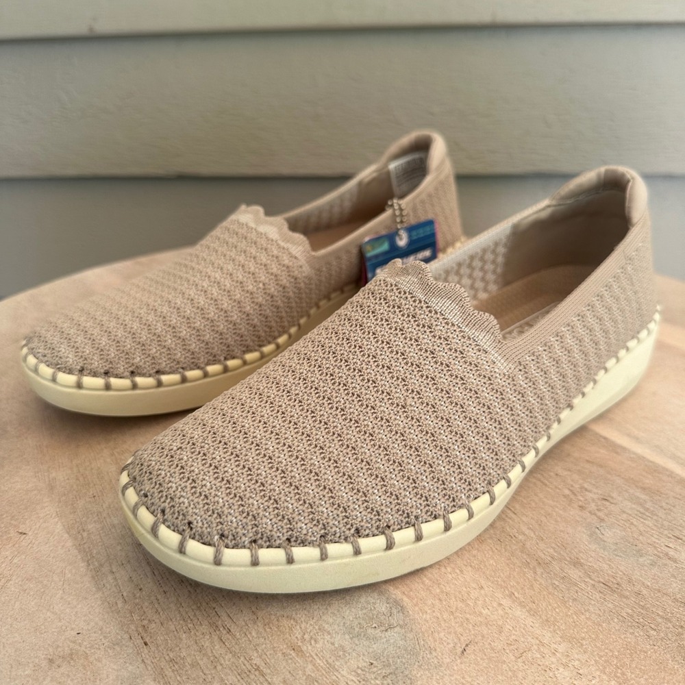 Skechers Women's Slip-On Knit Loafers in Beige - Picture 4 of 12
